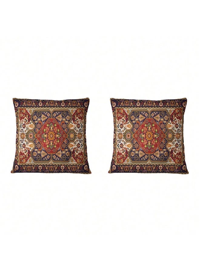 Cushion cover set of 2 pieces, bohemian design, bright and solid colors, size 45 cm x 45 cm, without filling - Image 3